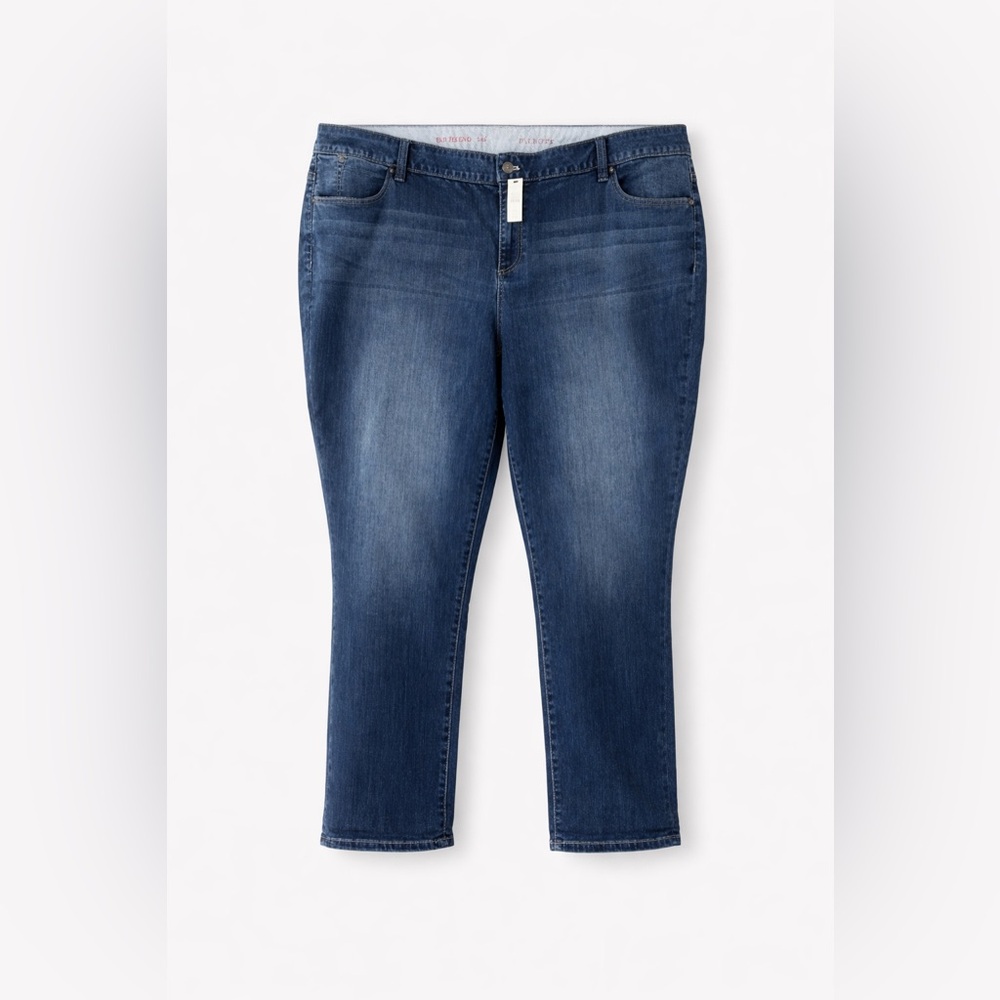 Talbots 24W Plus Size Dark Wash Ankle Jeans Straight Leg Stretch NWT